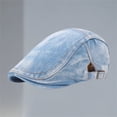 thumbnail image 2 of MEICHEN Denim Beret Hats Solid Color Visor Hat Cabbie Driving Hat Cotton Dad Cap for Women, 2 of 3