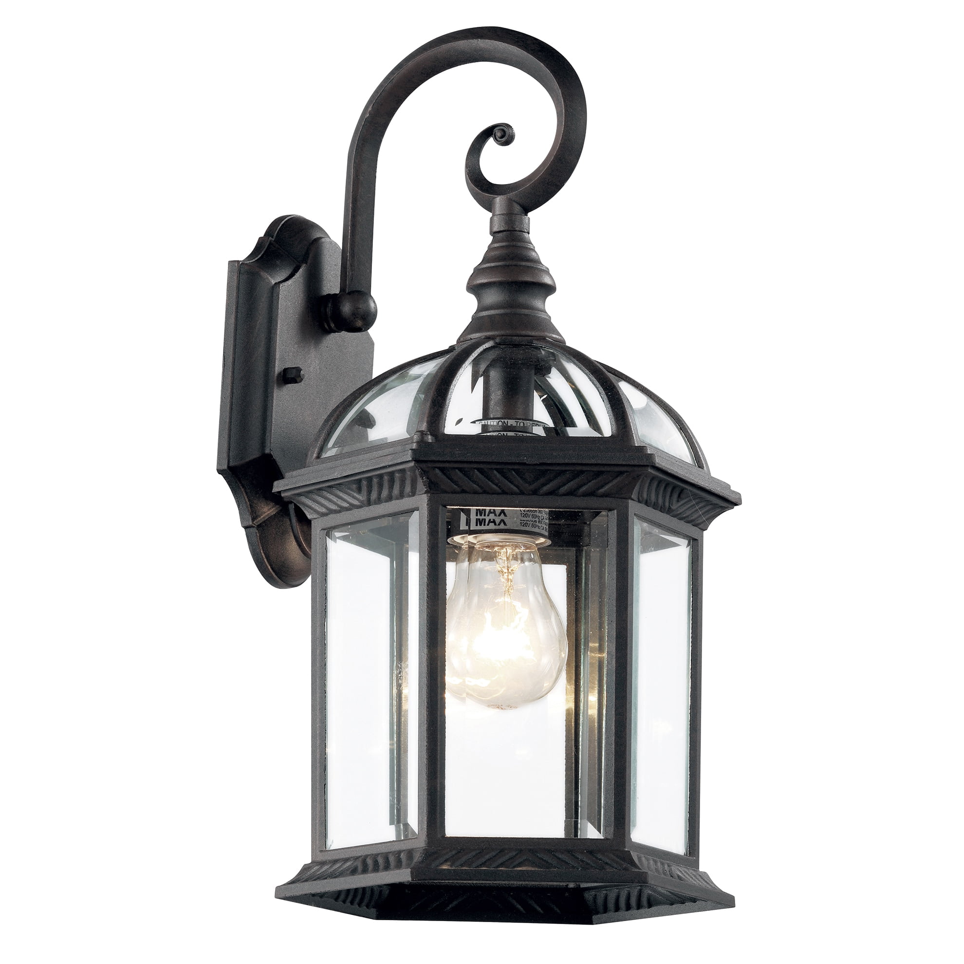 Bel Air Lighting 1-Light Outdoor Black Hanging Lantern With Beveled Glass 