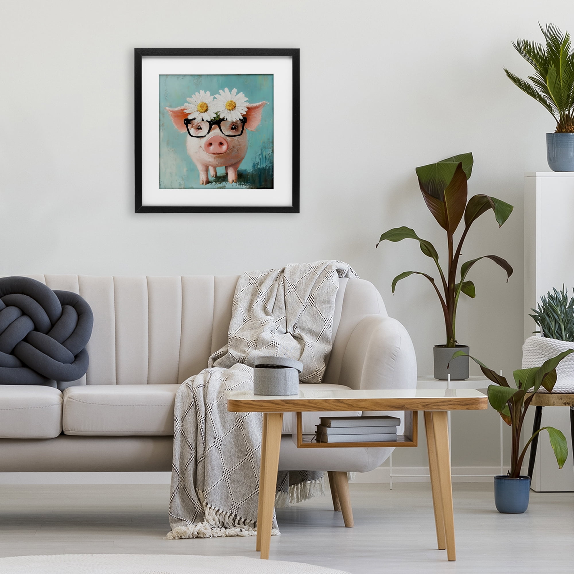 Stupell Industries Nerdy Natalie Piglet Black Framed Print Under Glass, design by Tina LeCour