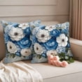 thumbnail image 2 of Hydrangeas Flower Outdoor Waterproof Pillow Covers, Blue White Floral Country Oil Painting Decorative Square Throw Pillowcase Sofa Cushion Sham for Patio/Couch/Chair, 24"x24" 2 Pack, 2 of 8