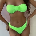 thumbnail image 5 of Fesfesfes Swimsuit for Women Solid Color Backless Bikini Two Pieces Swimwear Swimsuit Beachwear Set, 5 of 9