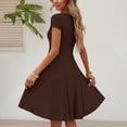 thumbnail image 4 of Nuoqisi Summer Cocktail Dresses for Women 2026 Spring Elegant A-Line Short Dress Boat Neck Casual Short Sleeve Mini Dress, 4 of 9