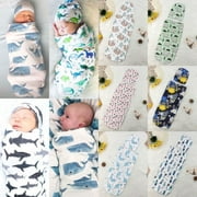 100% cotton newborn package + hat 2 pieces of cartoon animal print baby package baby sleeping bag suit newborn photography