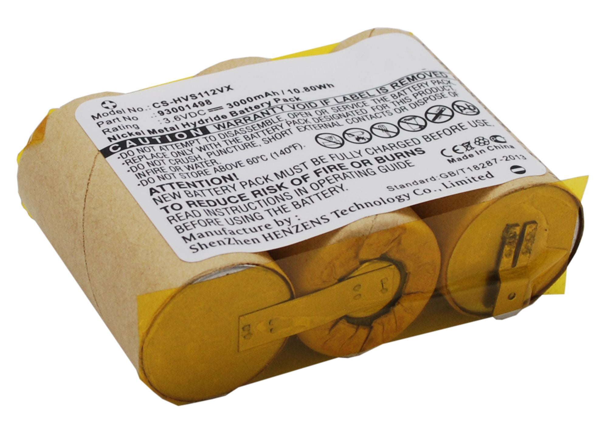 Replacement Battery for Hoover S1120,93001498,3000mAh/3.6V