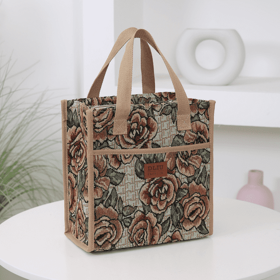 DLIU Lunch Bag,Floral Pattern,Tote, Hand Bag,Lunch Box Storage Bag