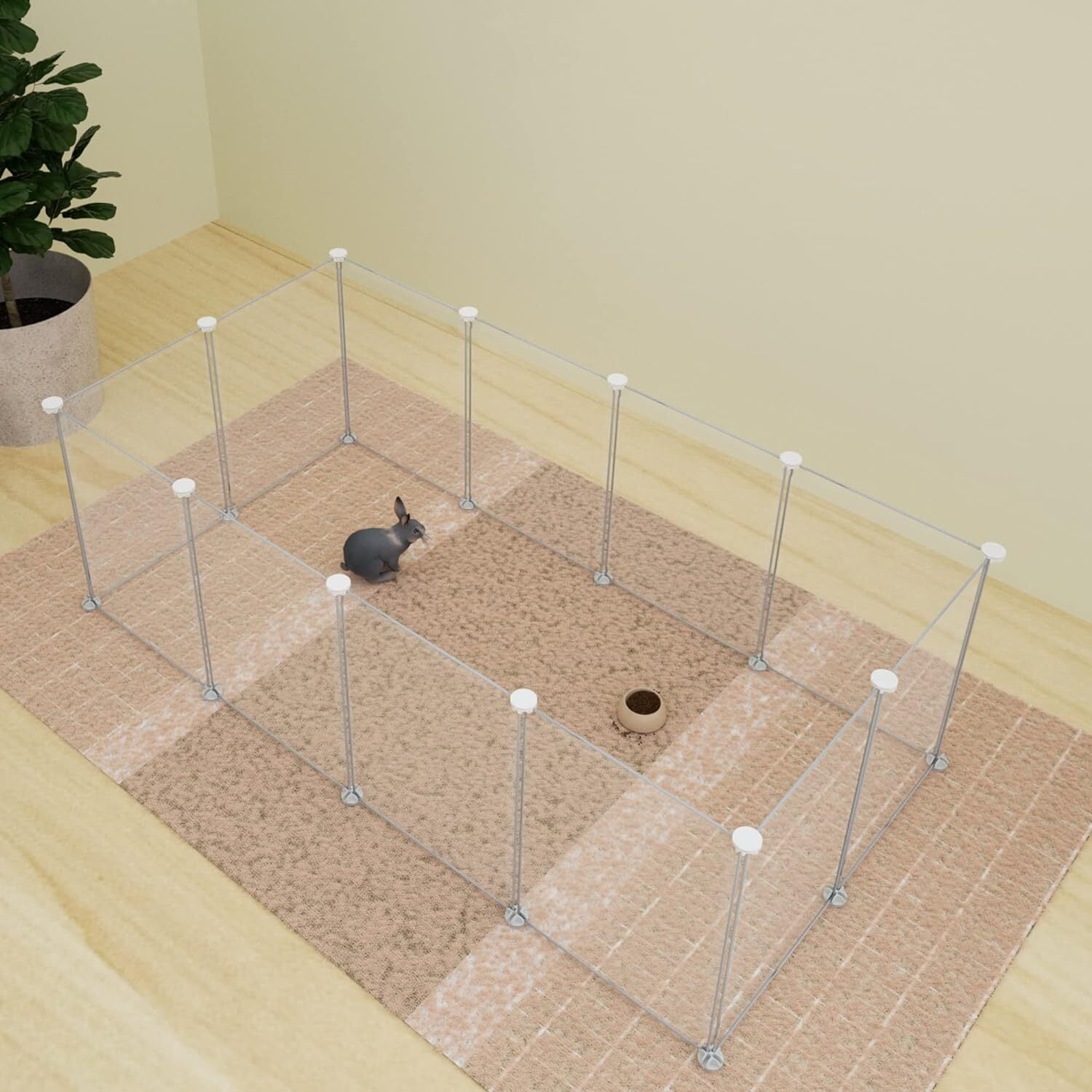 PandaTop Small Animal Playpen,Pet Playpen, Pet Playpen for Small Dogs,Indoor Outdoor Fence Pen Enclosure, Translucent Plastic Playpen,14 X 14 Inch/12Pieces Panels