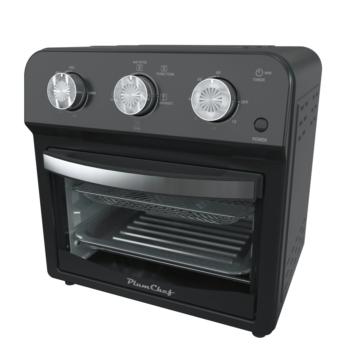 Black 12.5 Quart 7-in-1 Air Fryer Convection Toaster Oven - 1500W 4 Cooking Modes Stainless Steel