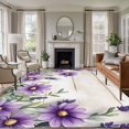 thumbnail image 3 of Purple Flower Area&nbsp;Rug 6x9ft Spring Vintage Floral Plant Retro Watercolor Farmhouse Non-Slip&nbsp;Washable Square&nbsp;Rugs Soft Felt Indoor Floor Mat for Bedroom Kitchen Living Room Bathroom, 3 of 9