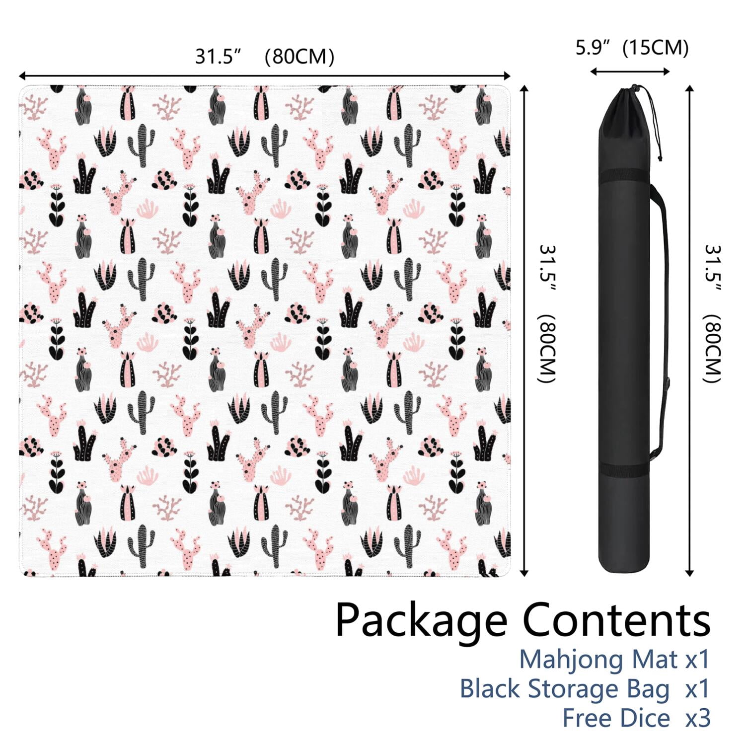 Botanical Pattern Mahjong Mat 31.5x31.5 Inches Crafted from Premium Rubber with Anti-Slip Grip Surface and Noise Dampening Features for Tiles Cards Games