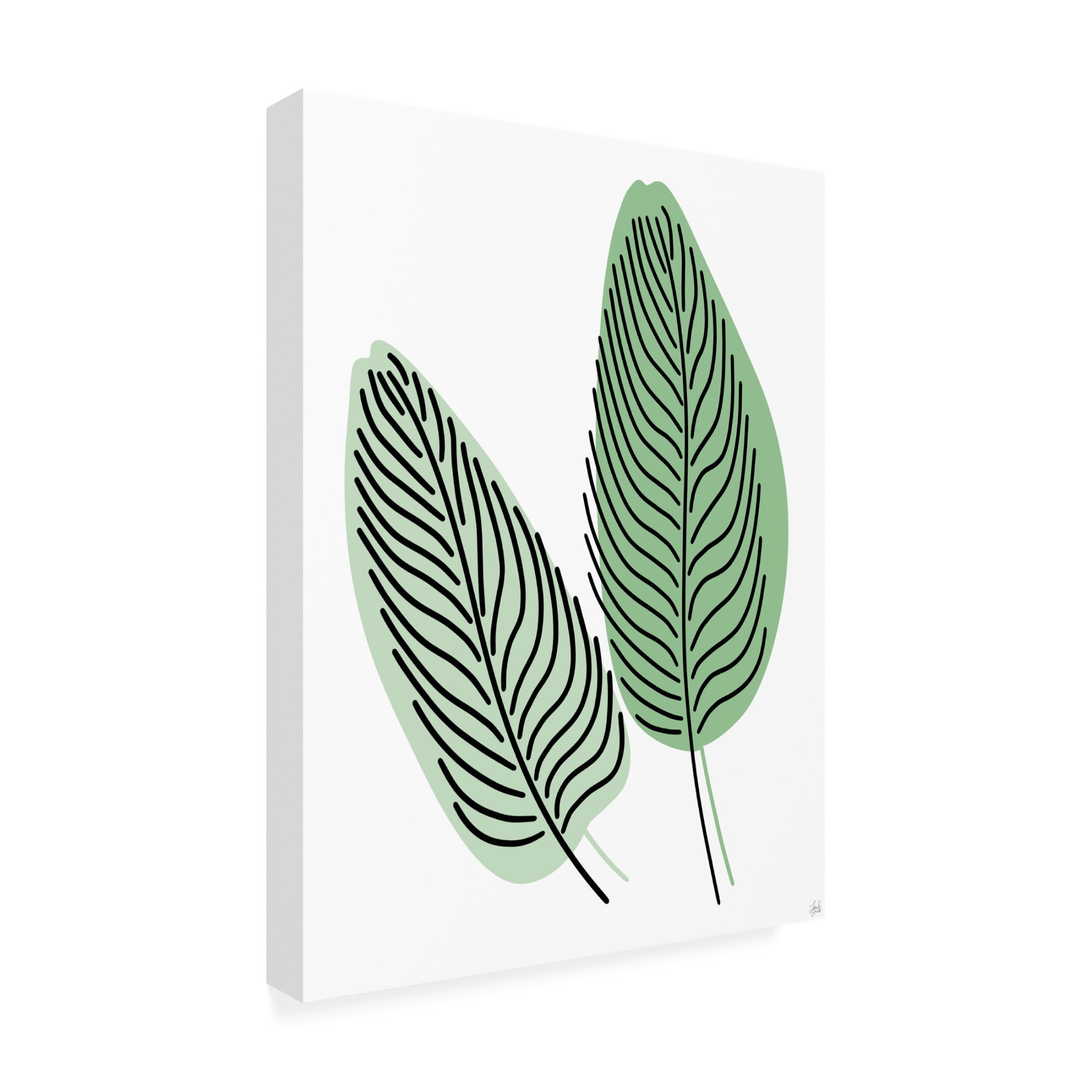 Canvas Wall Art - Line and Brush 'Fern Lines Pair 1' Wall Art for Living Room, Bedroom, or Office Décor by Trademark Fine Art - 24 x 32 Inches