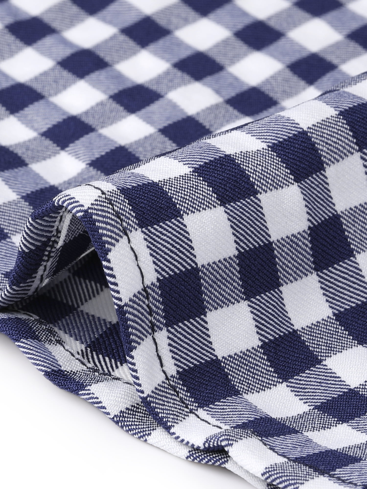 DARING DIVA Women's Plaid Button Down Long Sleeve Collared Gingham Work Blouse L Blue