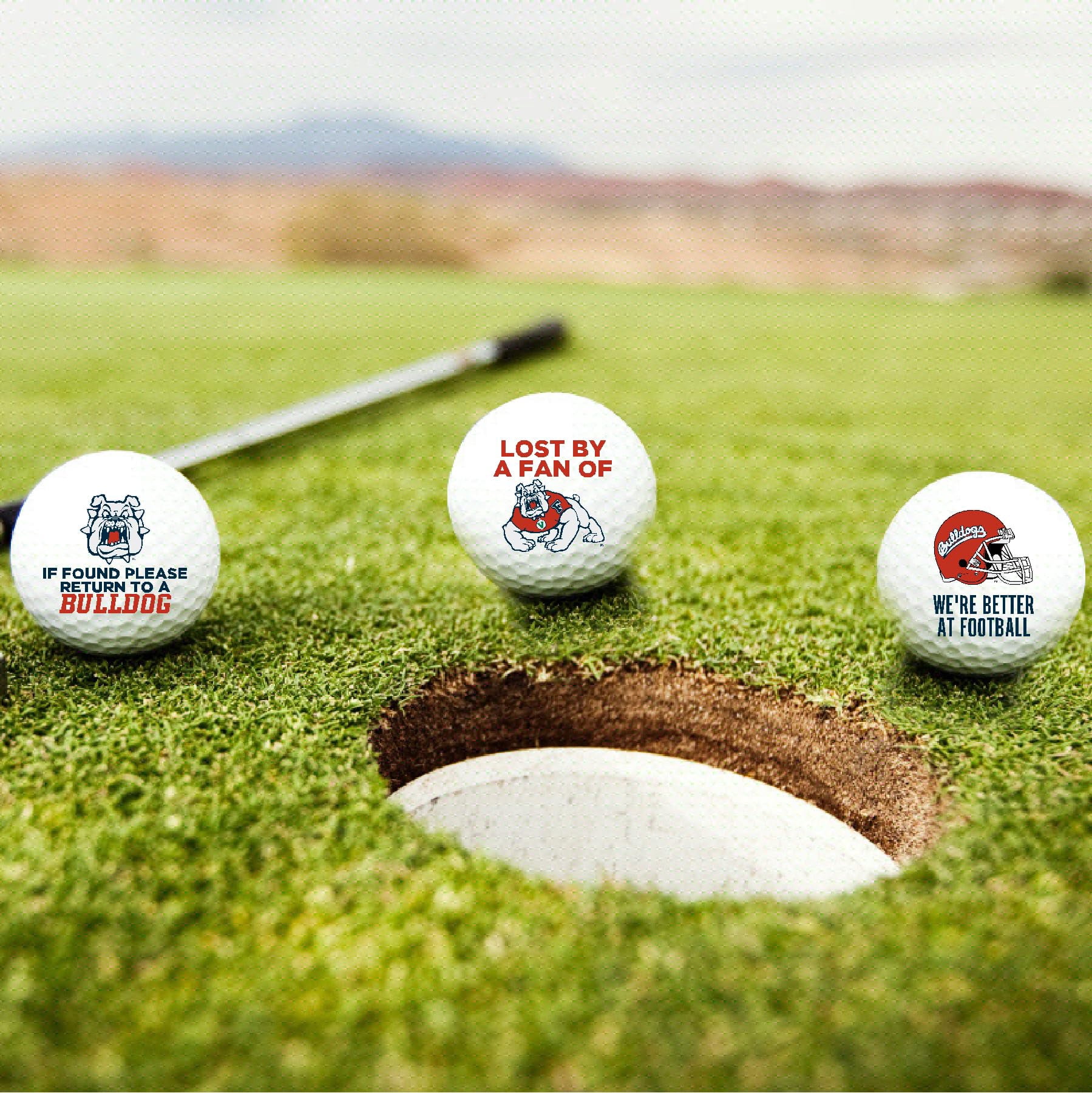 Fresno State University Bulldogs Edition Funny Officially Licensed NCAA Taylormade Distance+ Golf Balls 12-Pack (Dozen)
