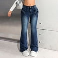 thumbnail image 5 of Otqutp Girls Flare Jeans High Elastic Waist Bell Bottom Denim Pants Bow Wide Leg Jeans Cute Y2k Streetwear Trendy Slim Jegging, 5 of 8