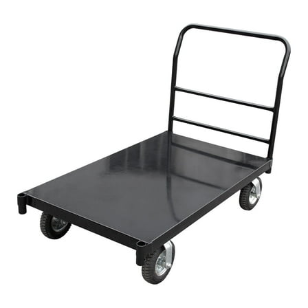 HPDAVV Steel Platform Truck/Smooth Deck Platform Truck Industrial Push Cart 48" L x 30" W Portable Dolly Large Flatbed with 8" Wheels 1000lb Capacity, Black