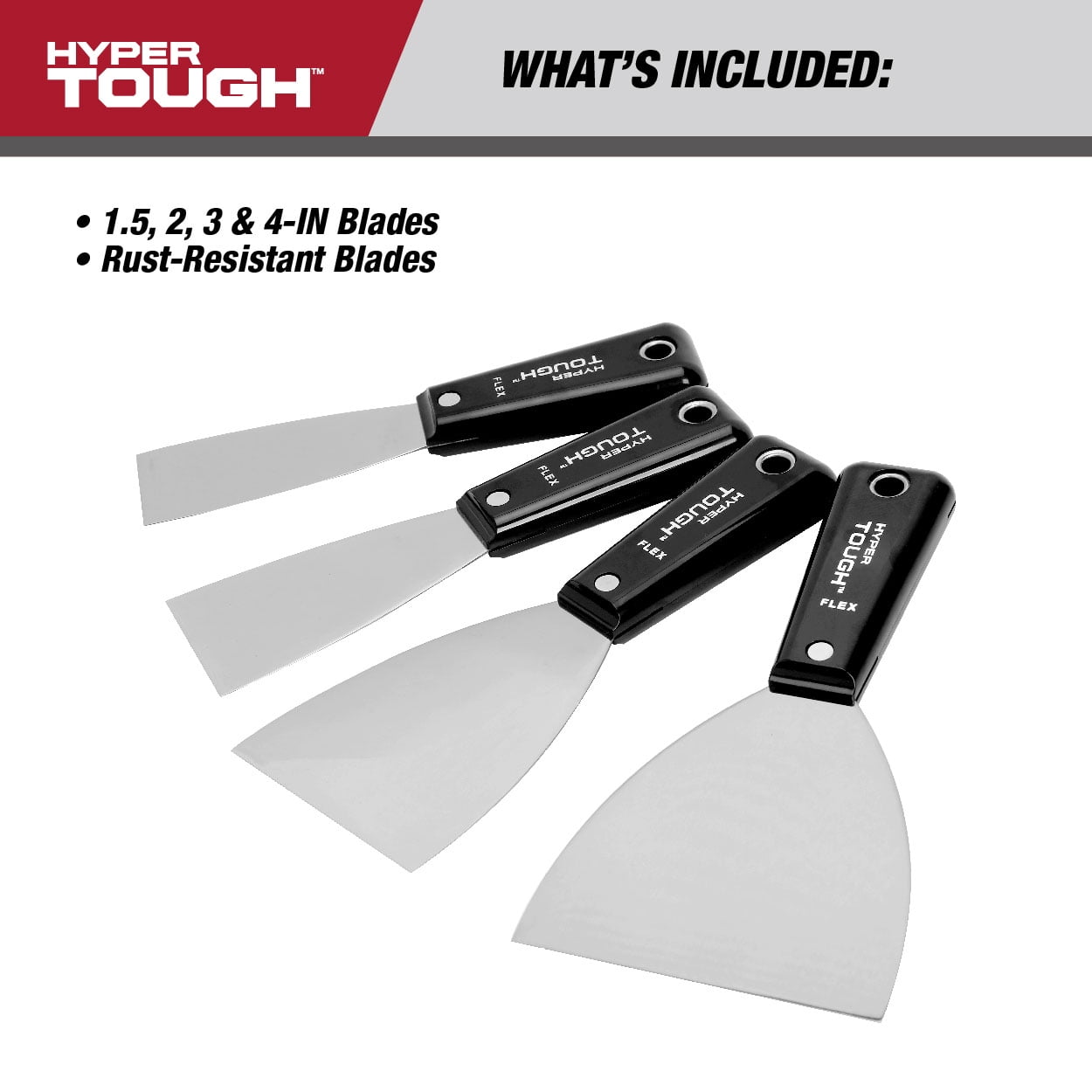 Hyper Tough 4 Piece Putty Knife Set