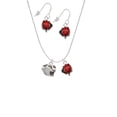 thumbnail image 2 of Delight Jewelry Silvertone Small Panther - Mascot Red Lucky Ladybug Necklace and Dangle Earrings Set, 2 of 6