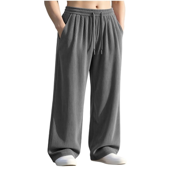 Men's Sweatpants Loose Striped Straight Leg Sweatpants For Men Elastic Waisted Wide Leg Pants Men's Drawstring waist Pants