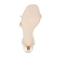 thumbnail image 3 of XYD Women's Pearl Kitten Heel Open Toe Sandals Silk Satin Rhinestone Bridal Prom Wedding Shoes Size 7 Ivory, 3 of 6