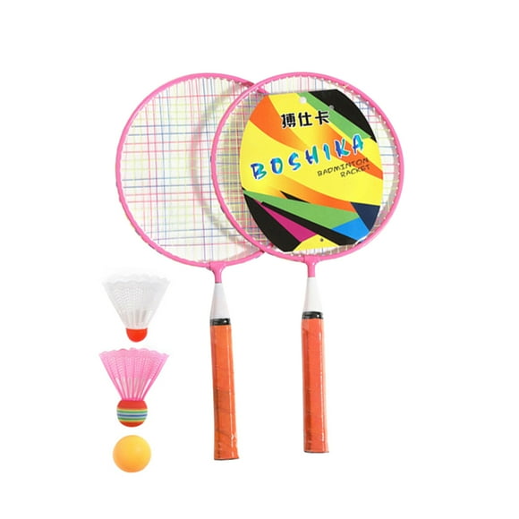 1 Set of Badminton Racket Beginner Training Outdoor Sports Leisure Toys Badminton Set for Outdoor Playing (1 Set of Pink Racket, 3 Badmintons, Random Color for Racket Handle)