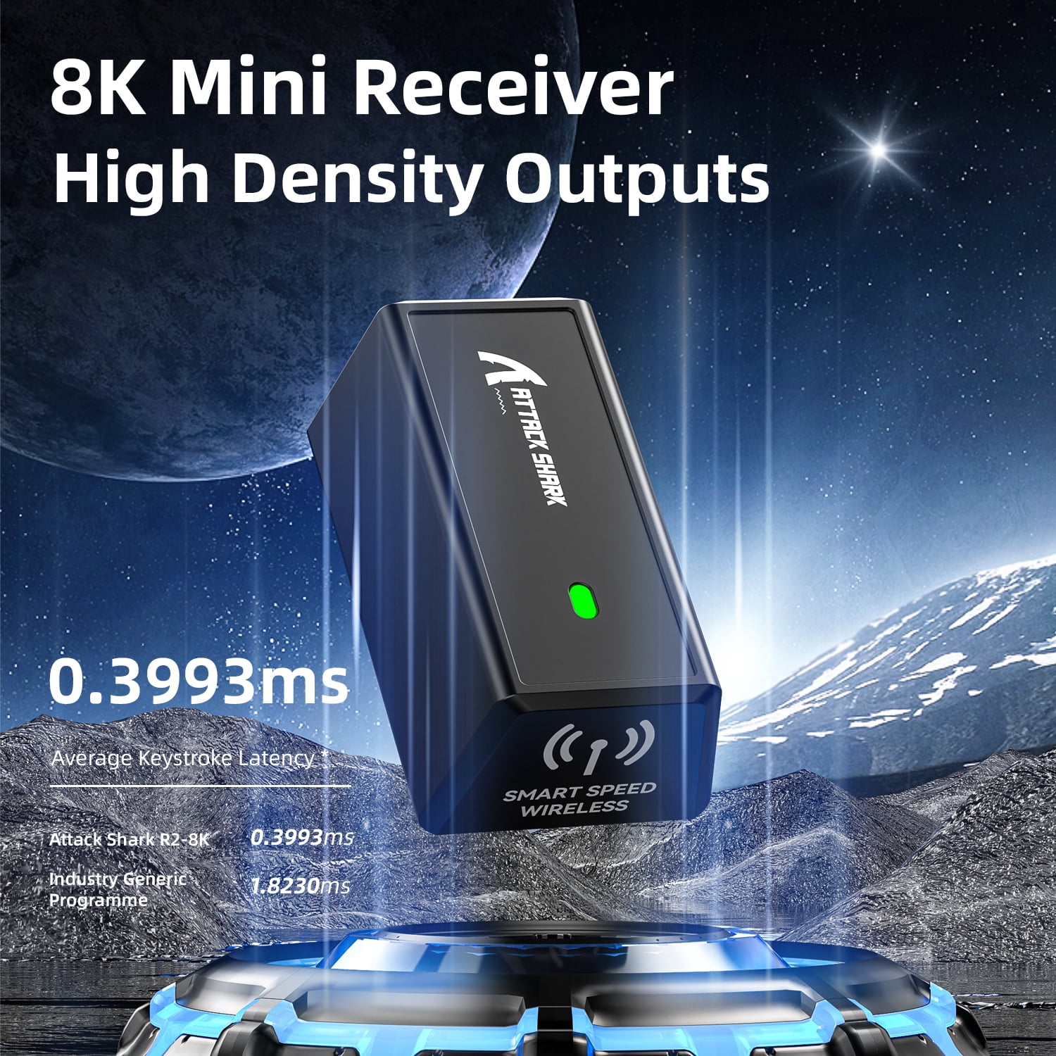 ATTACK SHARK R6 Ultralight 39g Wireless 8K PAW3950MAX Gaming Mouse, Nordic 52840 Chip, DPI up to 42000, 8000Hz Polling Rate, Ice-feeling Coating