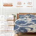 thumbnail image 6 of 3 Piece Navy White Duvet Cover Set Full Size, Microfiber Comforter/Quilt Cover with Corner Ties and 2 Pillowcases, Marble Modern Artwork All Season Soft Bedding with Zipper Closure, 6 of 8