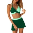 thumbnail image 2 of CHENge Dark Green High Waisted Bikini Sets for Women Tummy Control Swimsuits Two Piece Bathing Suits Curvy Mesh Swim Skirts, 2 of 4