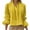 Yellow, variant on 3/4 Ruffle Sleeve Button down Shirts for Women Dressy Casual Lapel V-Neck Pleated Blouse Trendy Lightweight Breathable Cropped Work Tops Yellow S