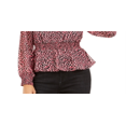 thumbnail image 3 of Bar III Womens Printed Double V Neck Peplum Top Pink XXS, 3 of 3