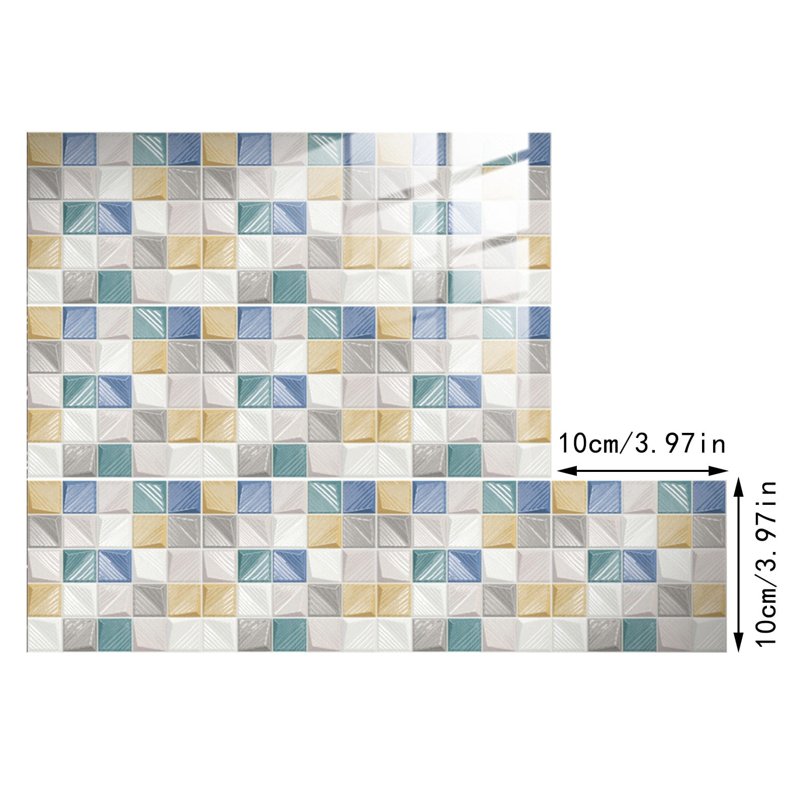 Peel and Stick Backsplash 10-Sheet Mosaic Backsplash for Kitchen Wall Waterproof Peel and Stick Backsplash Tile Peel and Stick for Bathroom Kitchen Cabinet Shower 4"x4"