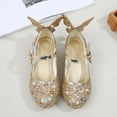 thumbnail image 4 of Splozh Little Girls Dress Shoes Princess Big Little Girl High Heel Mary Jane Glitter Shoes in Wedding Party Shoes with Bowknot (Toddler/Little Kid/Big Kids),Gold 1, 4 of 4