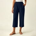 thumbnail image 6 of BUIGTTKLOP Womens Capri Pants High Waisted Lounge Pants Straight Wide Leg Summer Beach Capris, 6 of 8