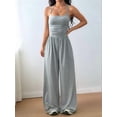 thumbnail image 4 of Women'S Summer Jumpsuit Spaghetti Strap One-Piece Outfit Wide Leg Baggy Pants Romper Light Gray M, 4 of 8