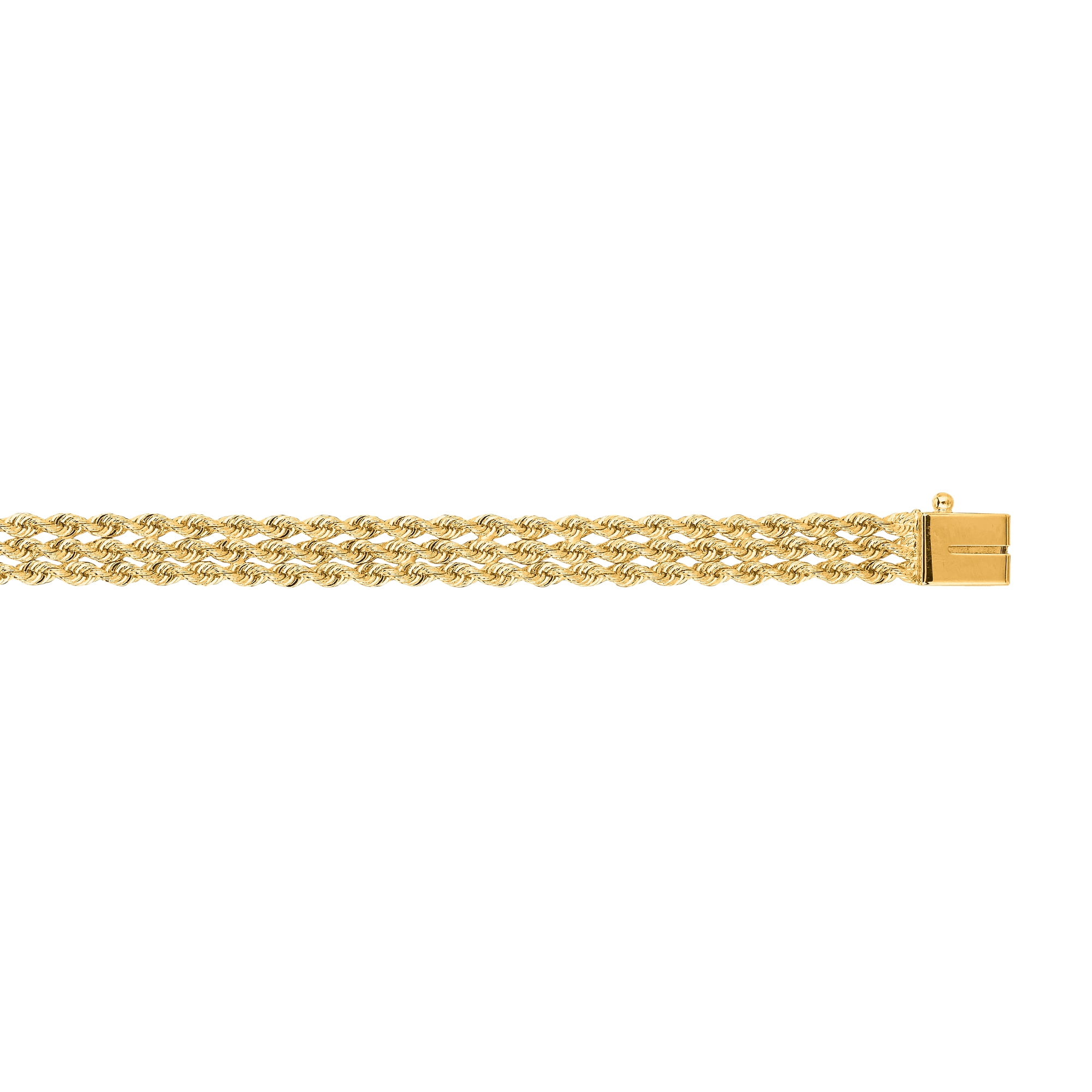 14K Yellow Solid Gold 6mm wide Diamond Cut Multi Line Rope Chain 7 ...