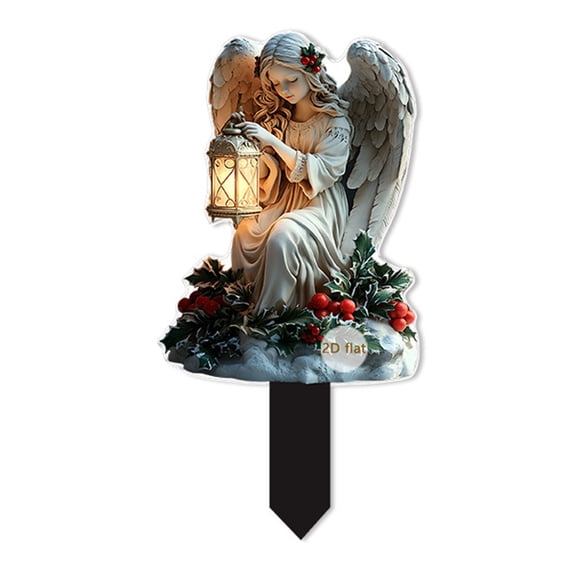 Christmas Yard Stakes, Usavan Festive 2D Acrylic Angel Decor Lanterns, Weather-Resistant Outdoor Holiday Stakes for Garden Patio Lawn Decoration