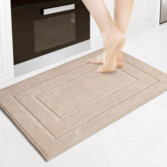 PURRUGS Machine Washable Kitchen Rug 24" x 35.5", Non-Slip/Skid Runner Rugs & Floor Mats, Super Absorbent Soft Standing Mats for Kitchen, Sink Laundry, Beige