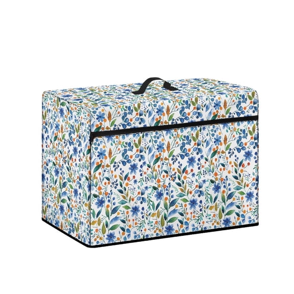 HELLHERO Flowers Pattern Sewing Machine Cover and Sewing Essentials Pockets Dustproof Zipper Pouch Ideal Gifts for Family Daily Uses