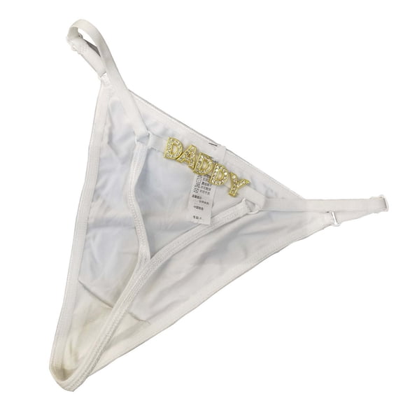 Womens Letter Adjustable Diamond Embellishments Letter Sexy Seductive Thong Underwear