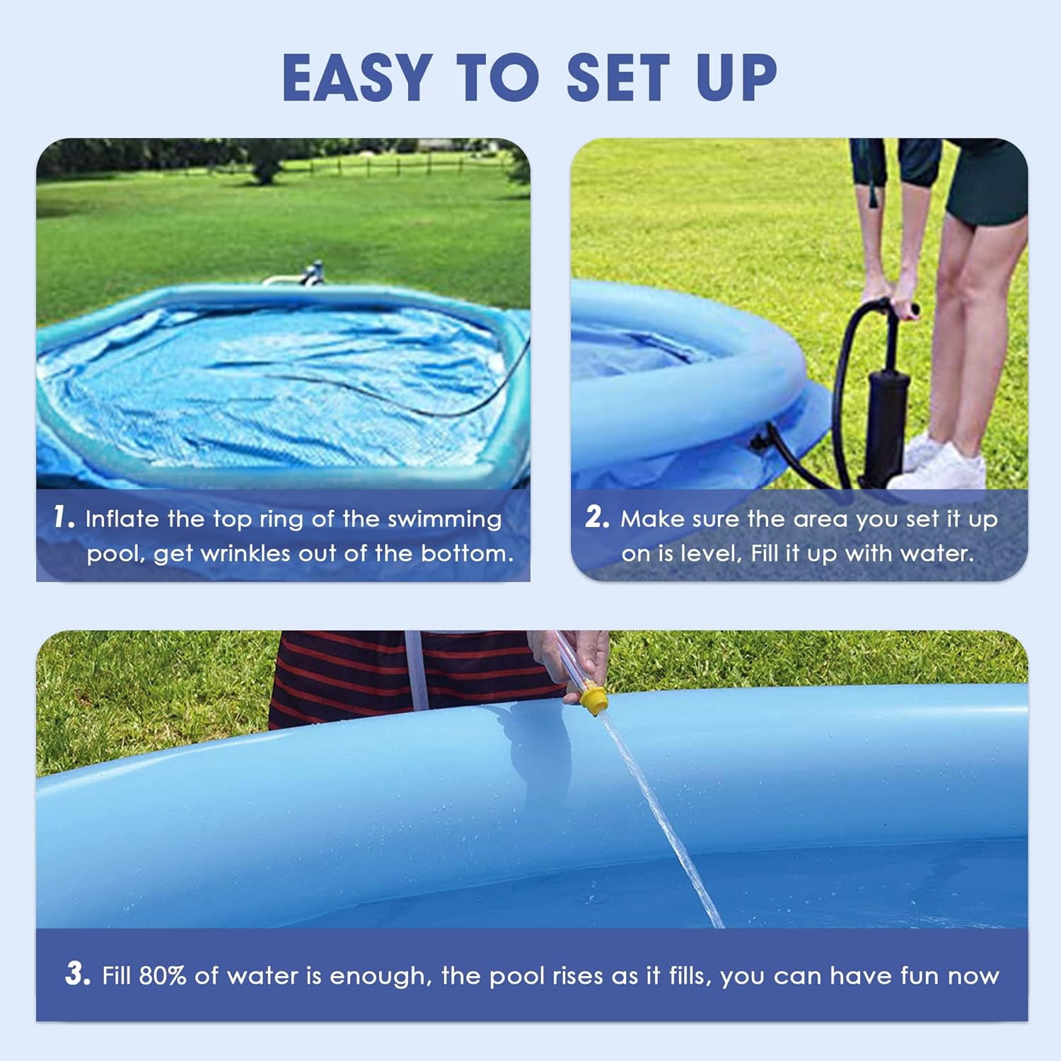Inflatable Swimming Pool, Swimming Pool for Adults, Inflatable Top Ring Pool, Blow Up Pool for Kids, Family Pools for Backyard, Above Ground Pool