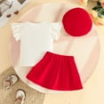 thumbnail image 4 of CAIVO Kids Toddler Girls Fly Sleeve O-Neck Floral Tops T Shirt Skirts Hat Outfit Sets Cozy Clothes Sets, 4 of 4