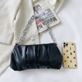 thumbnail image 2 of Bolso retro plisado de PU para mujer, bolso de cadena gruesa de color sólido (negro), 2 of 7