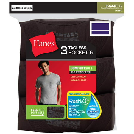 Hanes Men's Big & Tall ComfortSoft Dyed Pocket T-Shirts, 3 Pack ...