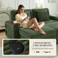 thumbnail image 5 of Muumblus Small Sectional Sofa with 2 Storage Ottomans, 2 Seater Cloud Couch with Bluetooth Speaker & Side Table, Modern Corduroy Sofa for Living Room, Green, 5 of 10