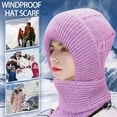 thumbnail image 6 of Casual Women Warm Windproof Knitted Ear Protection Cap Neck Warmer Integrated Cap Scarf Beanie Hat Scarf PINK, 6 of 8