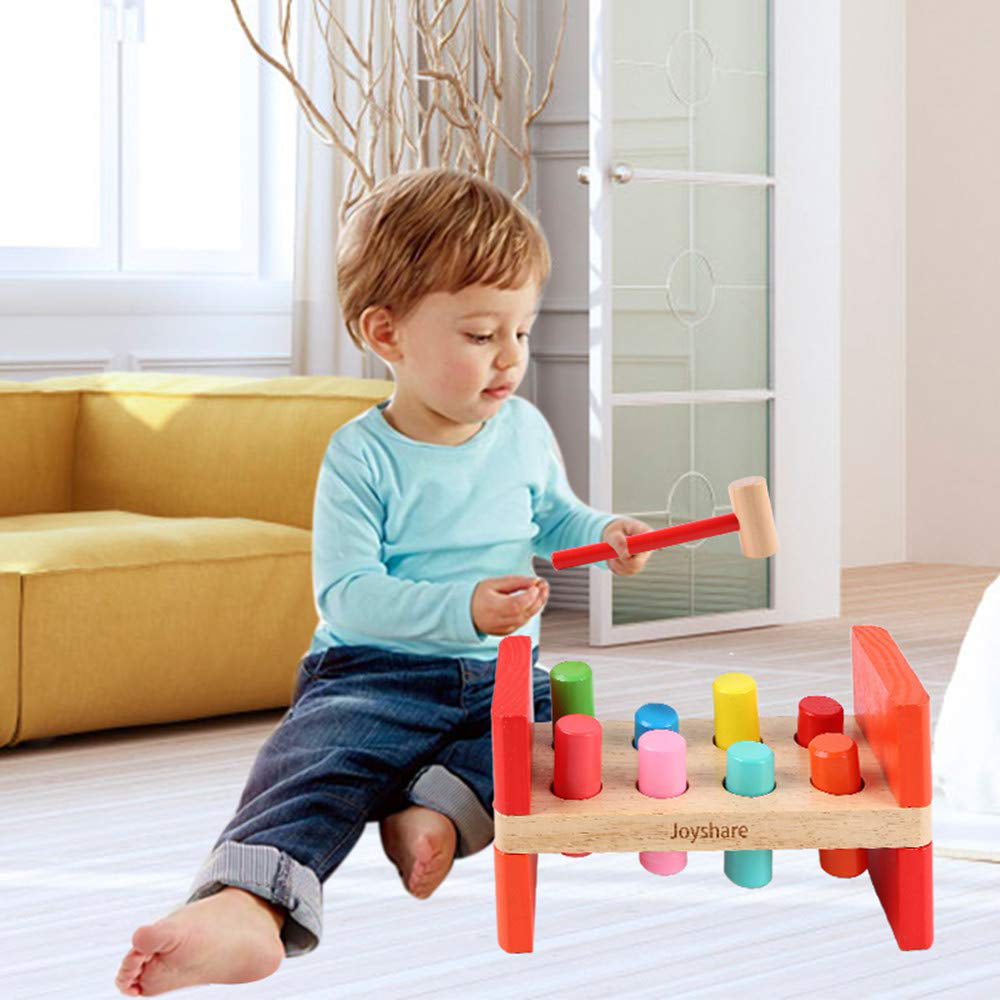 Joyshare Pounding Bench Wooden Toy With Mallet Hammering Block Punch and Drop in for sale online