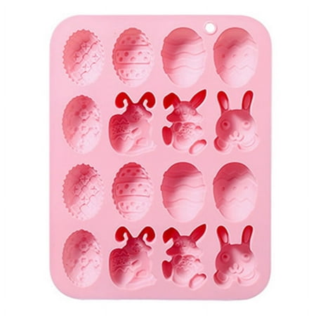 

VERMON Cake Mold Cake Mold 16-Cavity Easy to Demold High Flexibility Heat Resistance Easy-to-Clean Bunny Colorful Egg Pastry Mold Kitchen Gadget