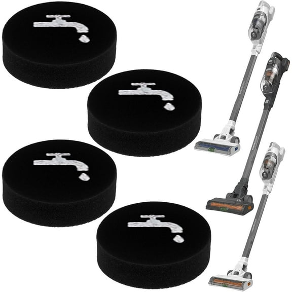 4 Pack Sponge Filter Compatible with BLACK DECKER POWERSERIES  16V/20V Cordless Stick Vacuum Models BHFEA420J, BHFEA520J, BHFEA18D1, Compare to Part# BHFEAF1