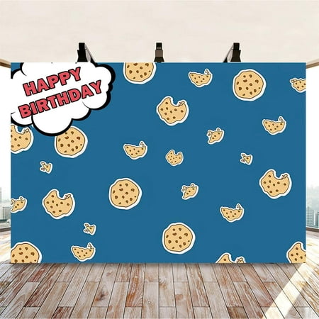 Image of Blue Cookie Backdrop Happy 1st Birthday Party Phot