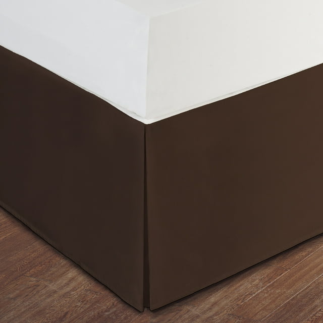 Queen Size Chocolate Brown Luxury Hotel Bed Skirt Tailored Pleat, 14