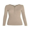 thumbnail image 5 of Women‘s Long Sleeve Henley T Shirts Button Down Slim Fit Tops Scoop Neck Ribbed Knit Shirts, 5 of 5