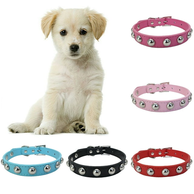 Flmtop Chien de Compagnie Collier Faux Cuir Réglable Boucle de Sécurité Doux Chaton Sangle de Cou Rouge